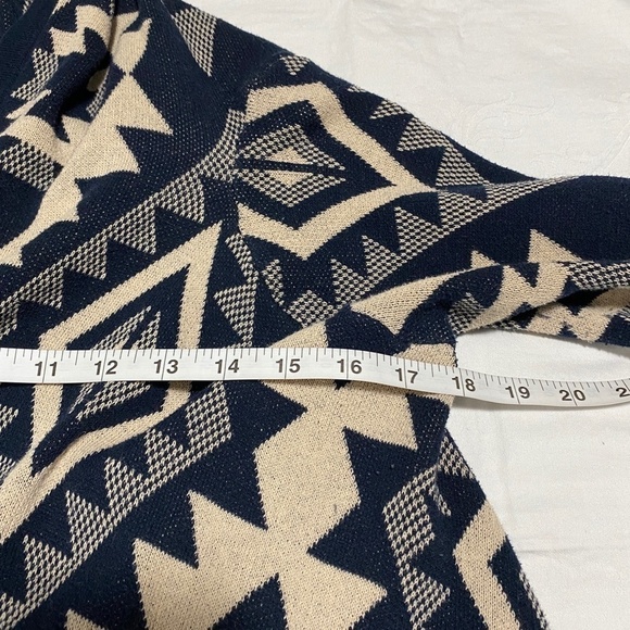 Pink Owl Open Front Duster Cardigan Wrap‎ Navy/Cream Women's Size Medium - Picture 6 of 8
